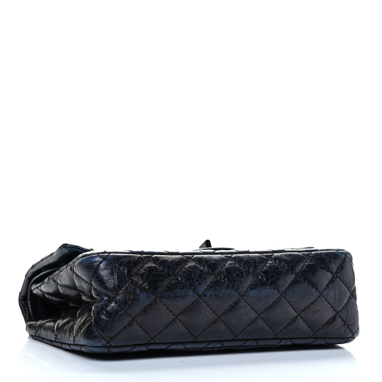 Glazed Aged Calfskin Quilted 2.55 Reissue 225 Flap So Black