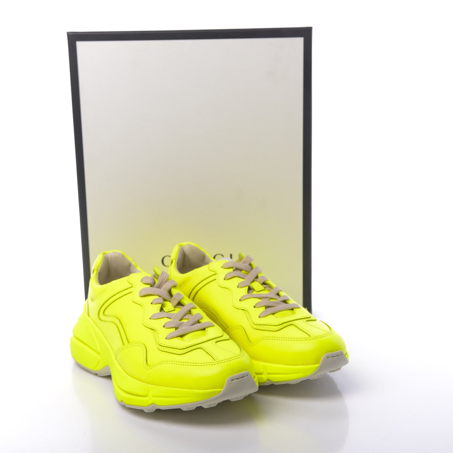 Gucci Calfskin Mens Rhyton Sneakers 7 Yellow Fluo 8 of 8