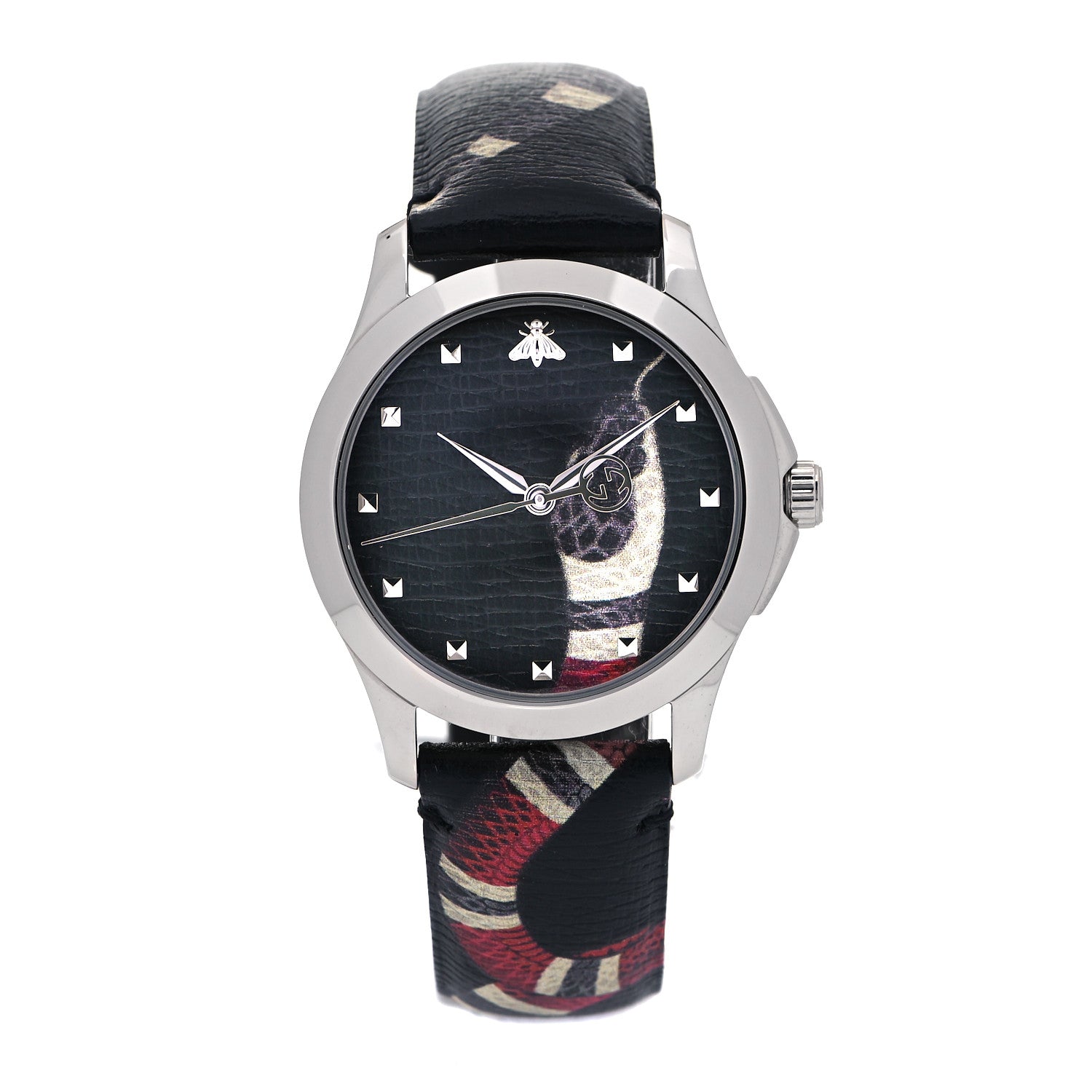 Gucci Stainless Steel Calfskin 38mm Le Marche Des Merveilles Snake Quartz Watch Black 1 of 4