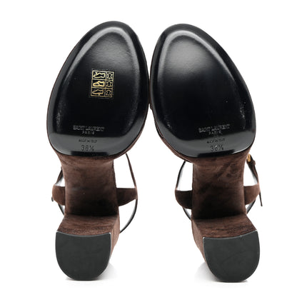 Saint Laurent Suede Bianca 85 Platform Sandals 38.5 Brown 5 of 11