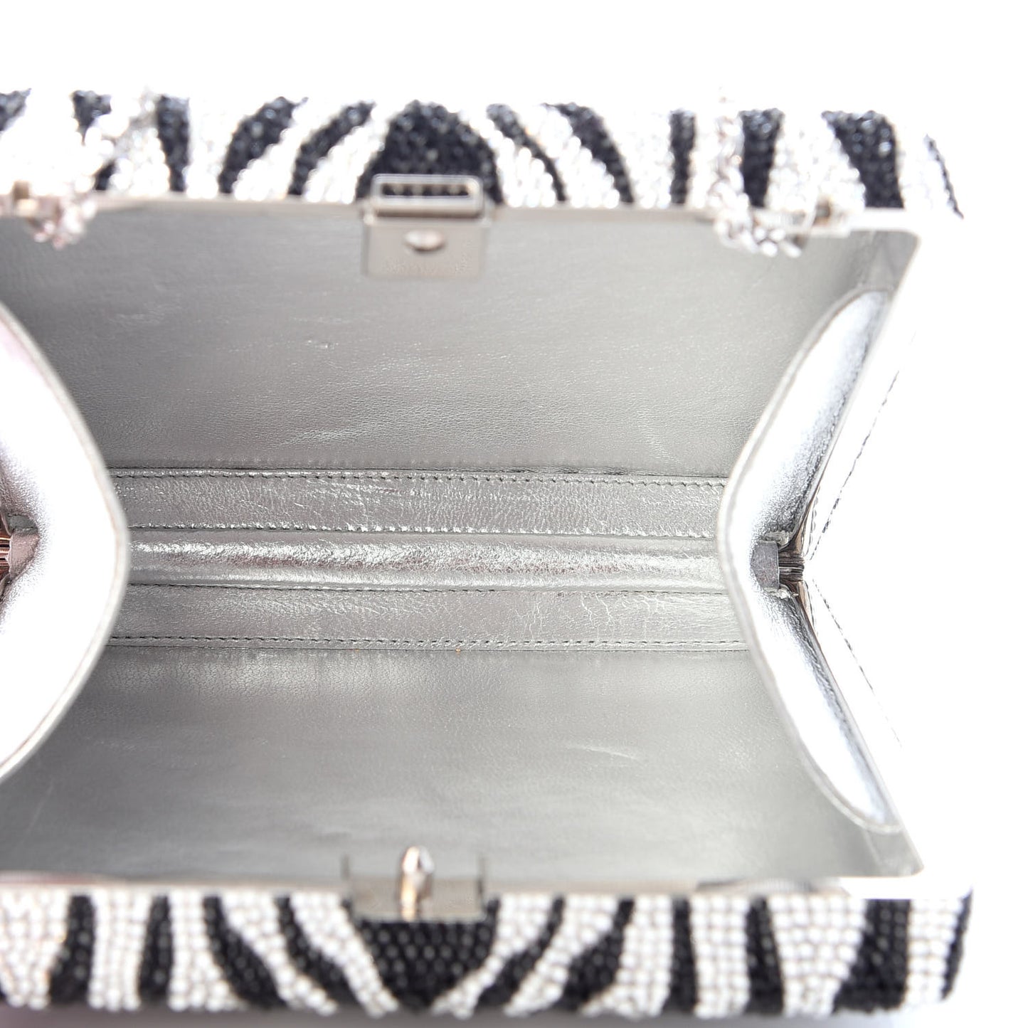 Austrian Crystal Zebra Evening Bag Silver Black