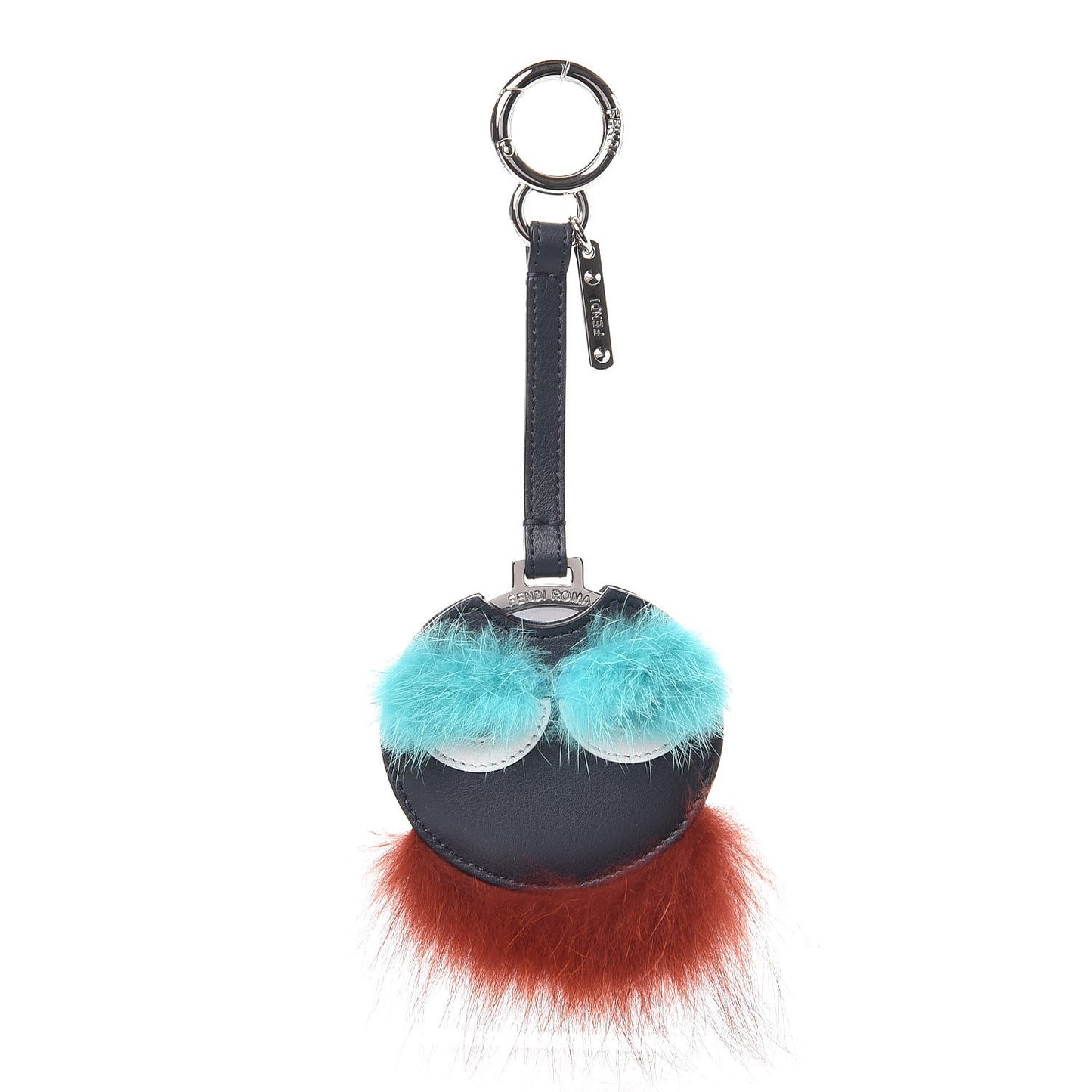 Vitello Dolce Fox Mink Fur Monster Bag Bug Mirror Charm Lavagna Rust Turquoise