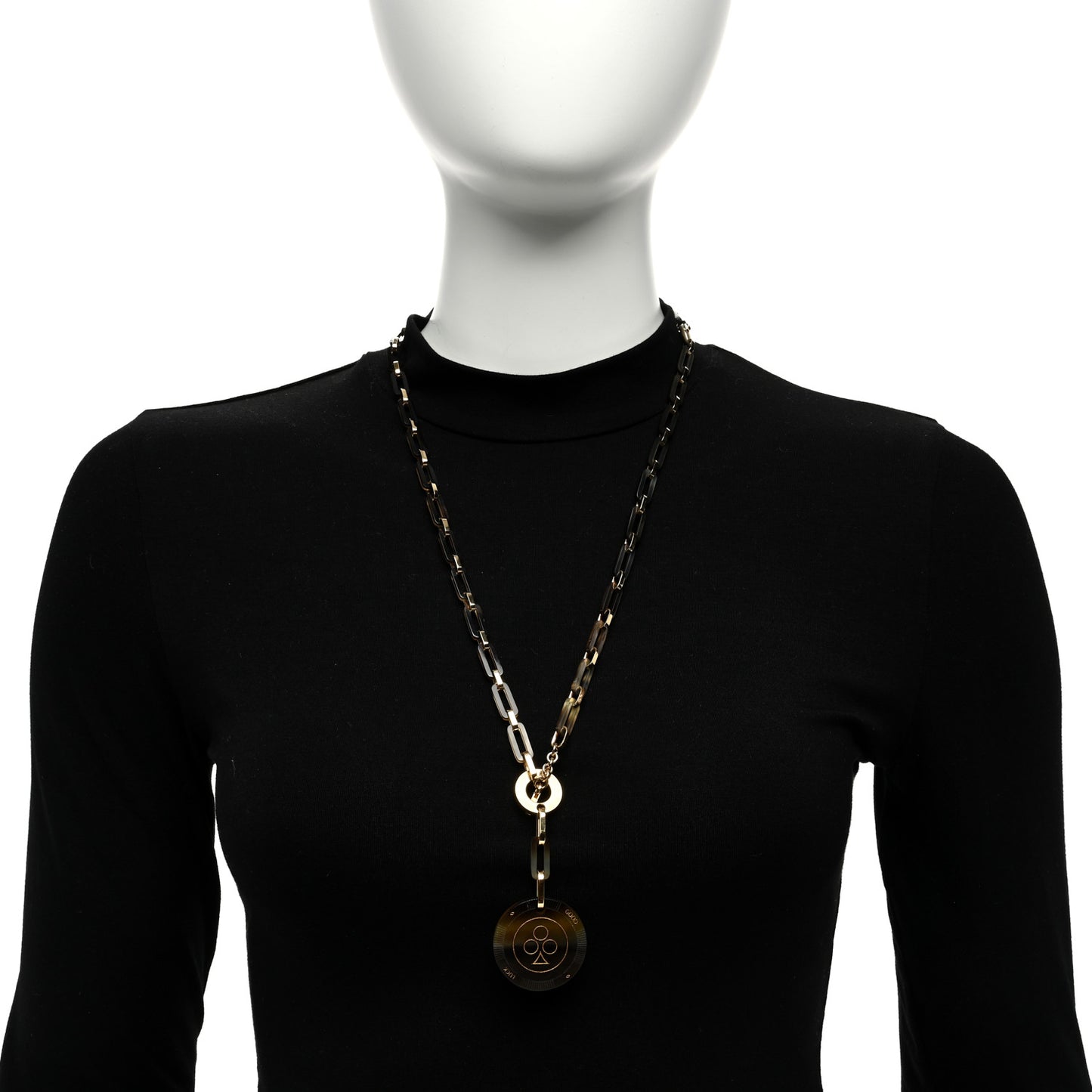 Permabrass Buffalo Horn Chaine d'Ancre Toggle Pendant Necklace Dore