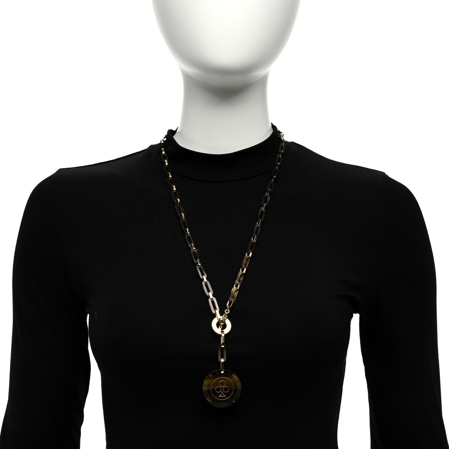Hermes Permabrass Buffalo Horn Chaine d'Ancre Toggle Pendant Necklace Dore 2 of 5