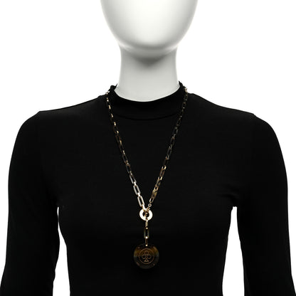 Hermes Permabrass Buffalo Horn Chaine d'Ancre Toggle Pendant Necklace Dore 2 of 5