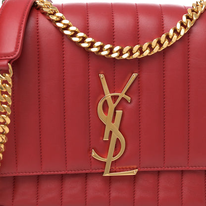 Saint Laurent Lambskin Matelasse Monogram Large Vicky Chain Bag Rouge Eros 8 of 11