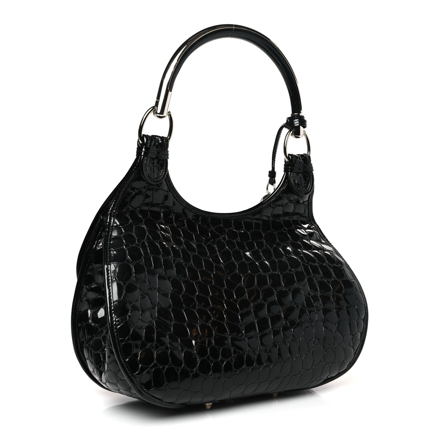 Patent Crocodile Embossed 61 Tote Black