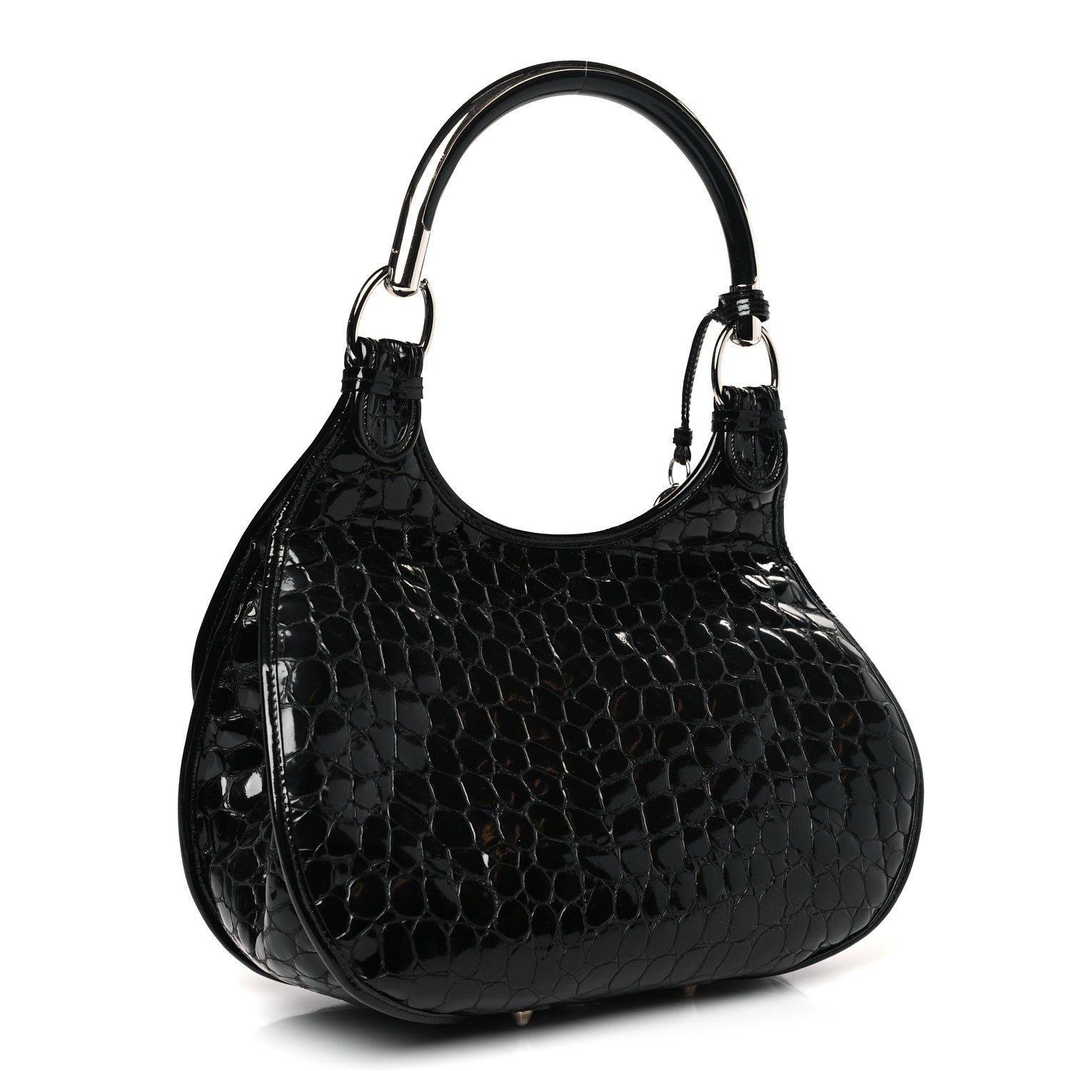 Christian Dior Patent Crocodile Embossed 61 Tote Black 3 of 9