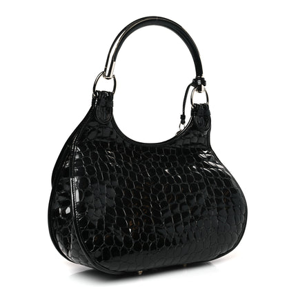 Christian Dior Patent Crocodile Embossed 61 Tote Black 3 of 9