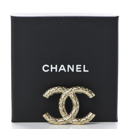 Chanel Metal CC Diamond Quilted Brooch Light Gold 5 of 5