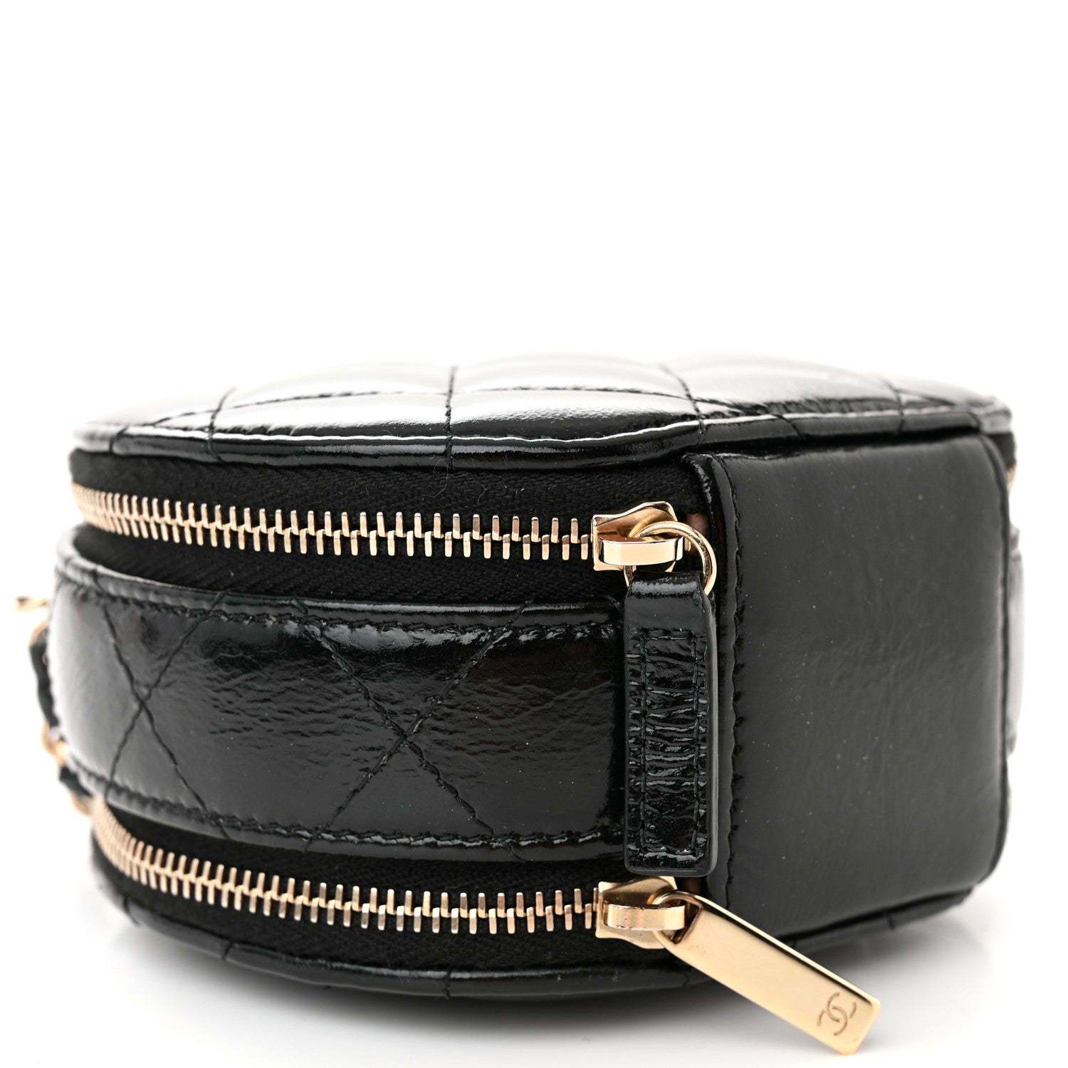 Chanel Patent Lambskin Round Handle With Care Vanity With Chain Black 10 of 13