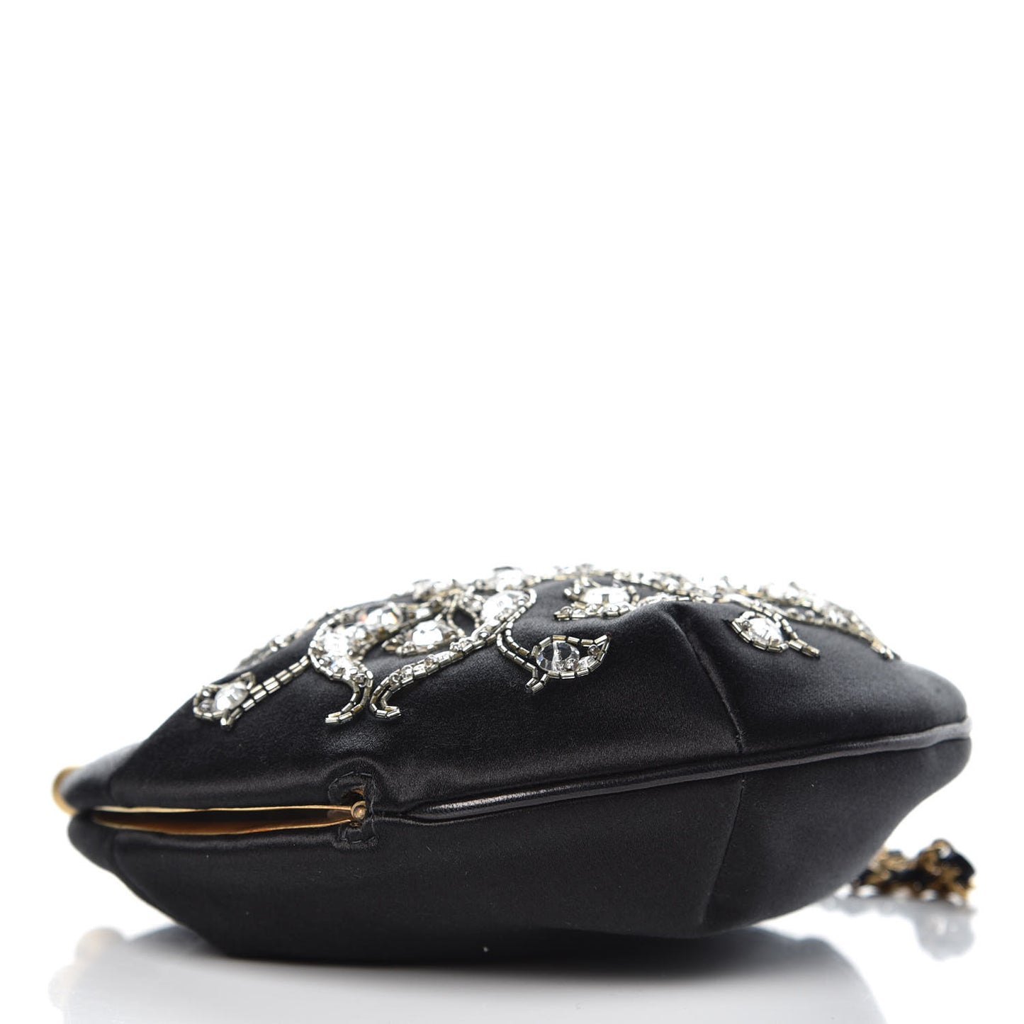 Satin Crystal Evening Wristlet Clutch Black