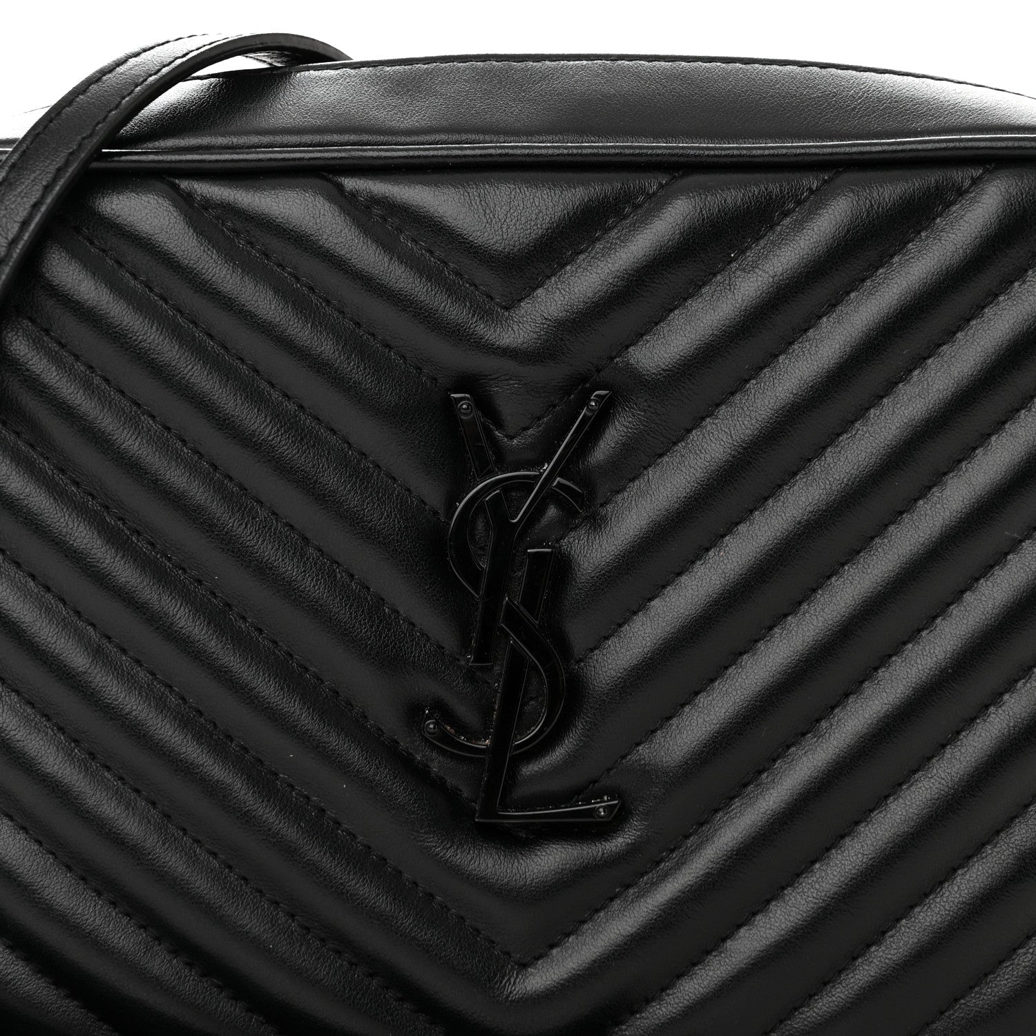 Saint Laurent Calfskin Matelasse Monogram Monochrome Lou Camera Bag Black 8 of 15