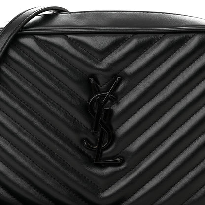 Saint Laurent Calfskin Matelasse Monogram Monochrome Lou Camera Bag Black 8 of 15