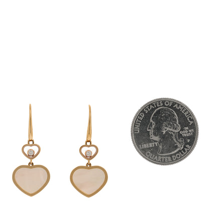 Chopard 18K Rose Gold Diamond Mother of Pearl Floating Happy Diamonds Hearts Earrings 2 of 4