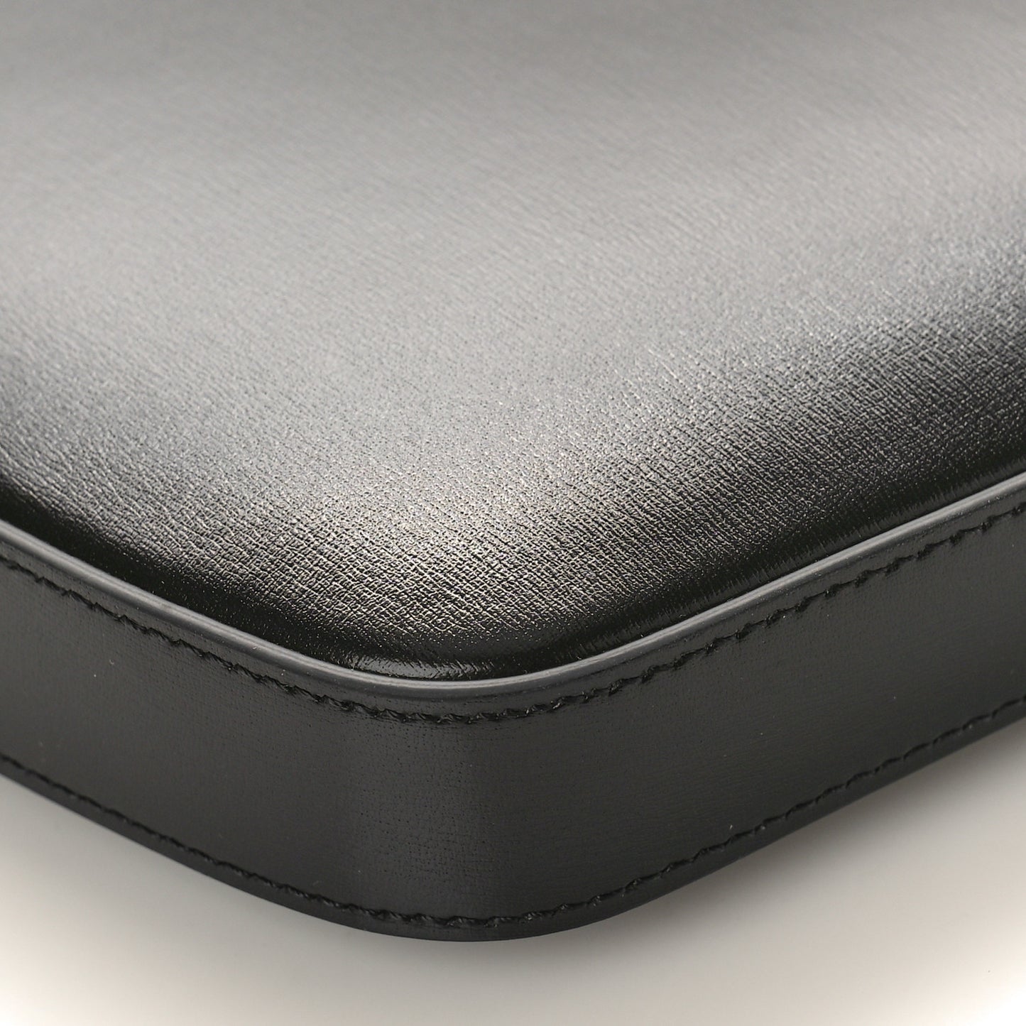 Shiny Calfskin Medium Croque Bag Black