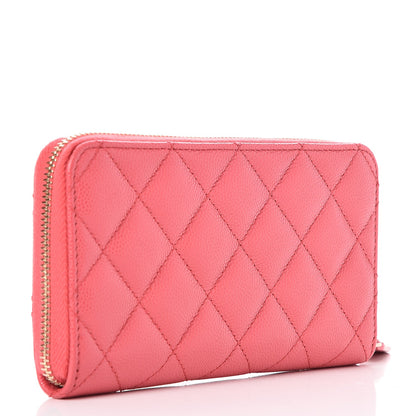 Chanel Caviar Quilted Small Zip Around Wallet Pink 3 of 9