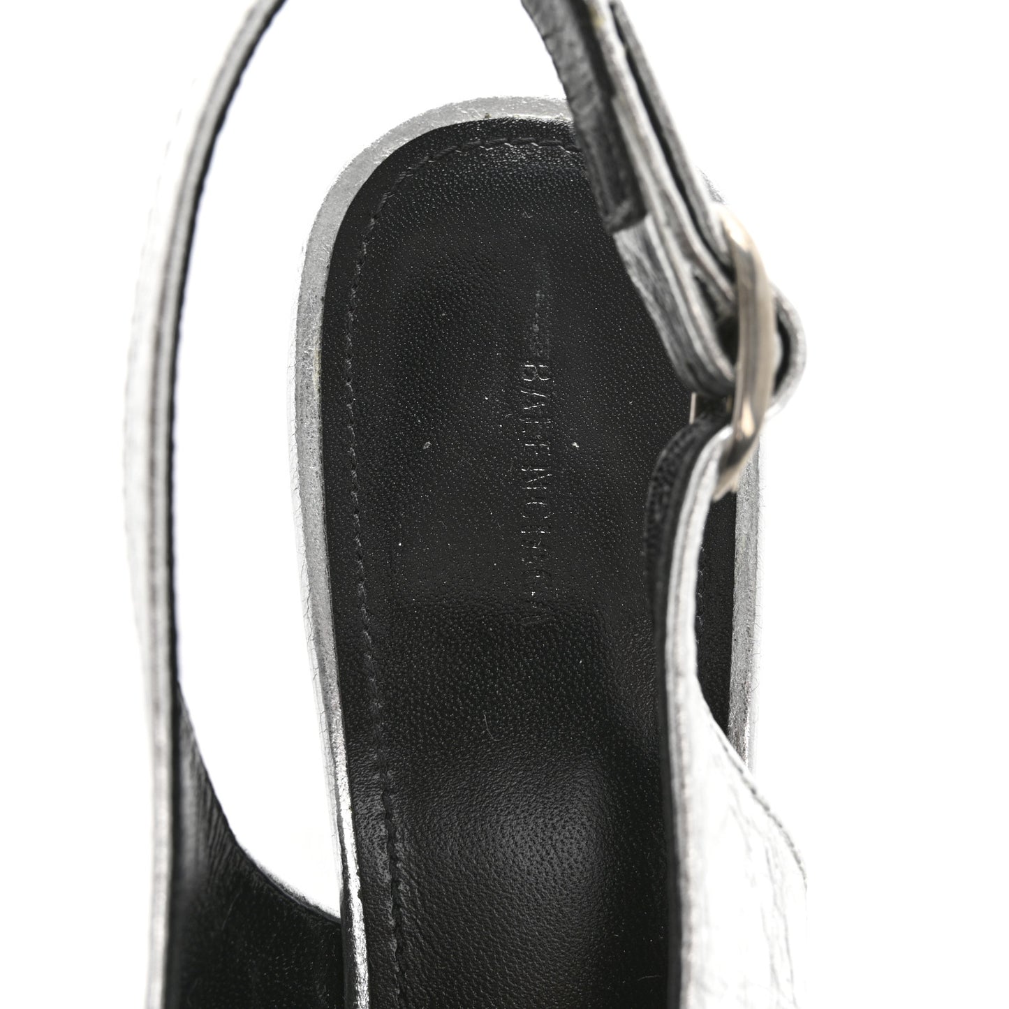Agneau Metallic Arena Cagole 70mm Slingback Pumps 38 Silver