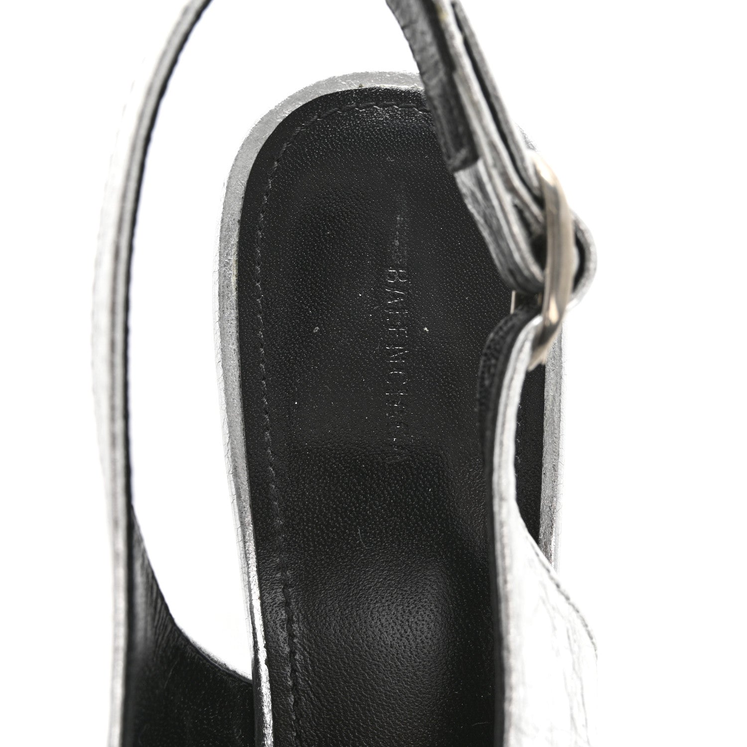 Balenciaga Agneau Metallic Arena Cagole 70mm Slingback Pumps 38 Silver 7 of 13