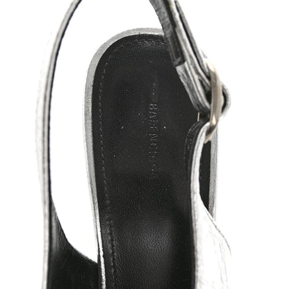 Balenciaga Agneau Metallic Arena Cagole 70mm Slingback Pumps 38 Silver 7 of 13