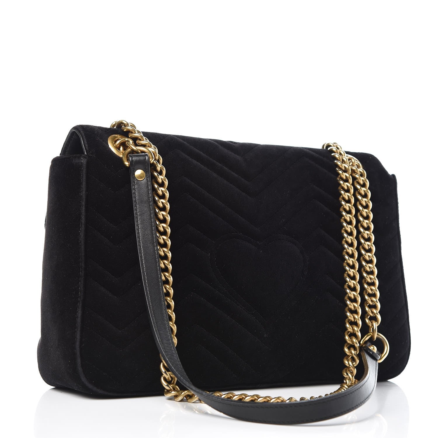 Gucci Velvet Matelasse Medium GG Marmont Shoulder Bag Black 3 of 10