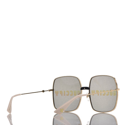 Gucci Metal Rectangular Guccify Frame Sunglasses GG0414S Gold 4 of 9