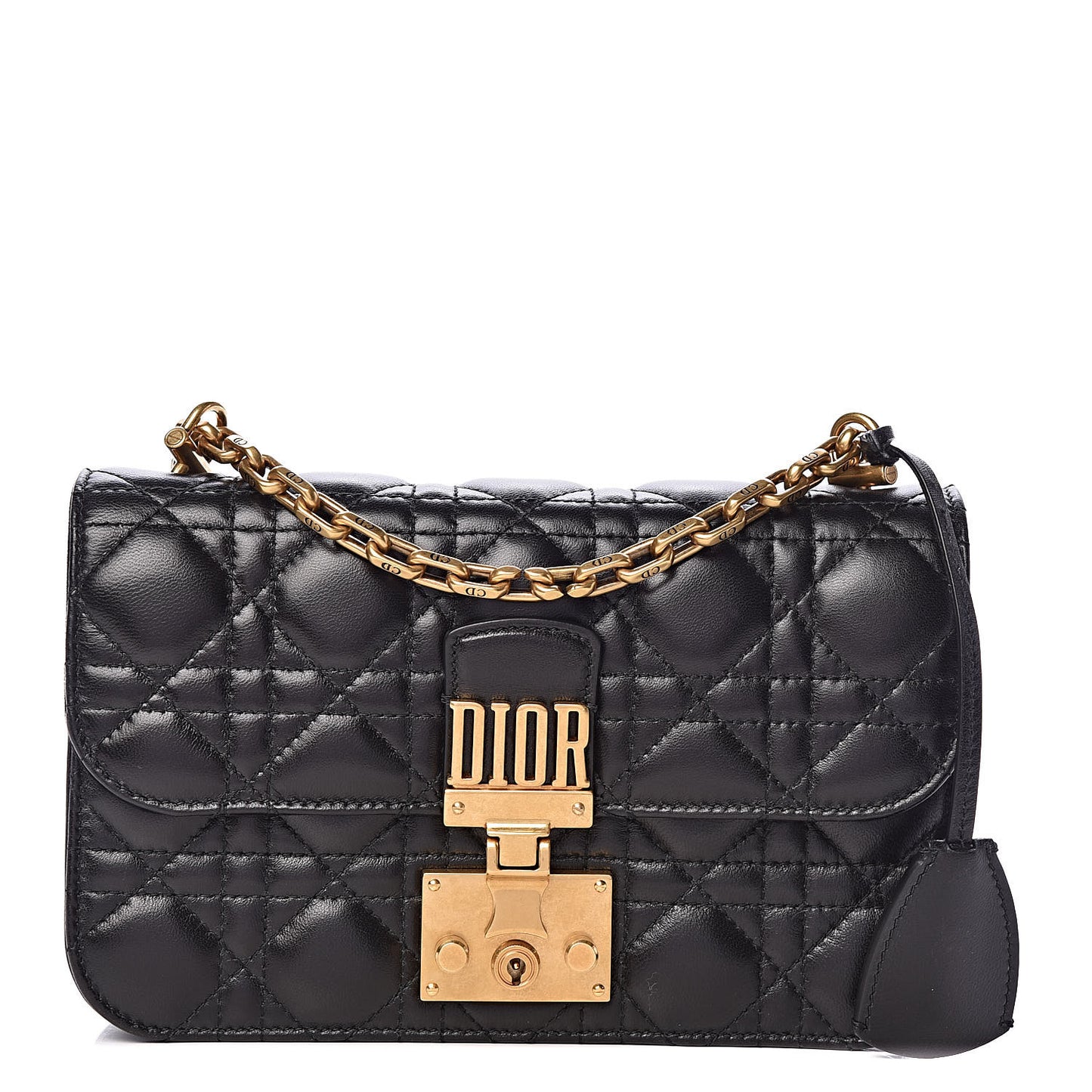 Lambskin Cannage Small Dioraddict Flap Bag Black