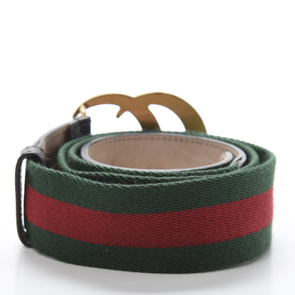 Gucci Nylon Textured Calfskin Double G Web 40mm Belt 95 38 Green Red Dark Cocoa 2 of 9
