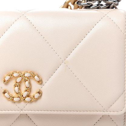 Chanel Goatskin Quilted Chanel 19 Wallet On Chain WOC Light Beige 12 of 12