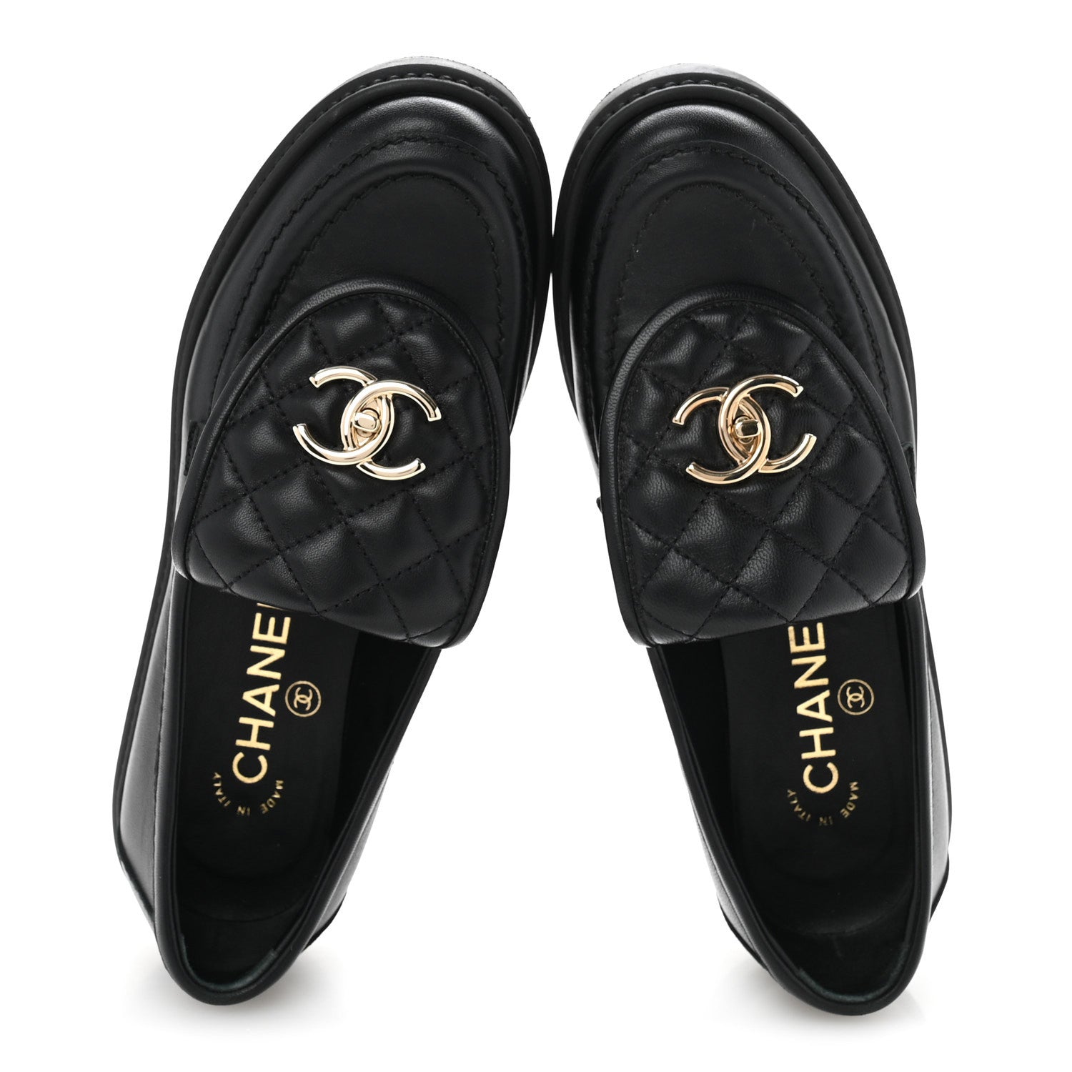 Chanel Lambskin Quilted CC Turnlock Loafers 36 Black 2 of 11