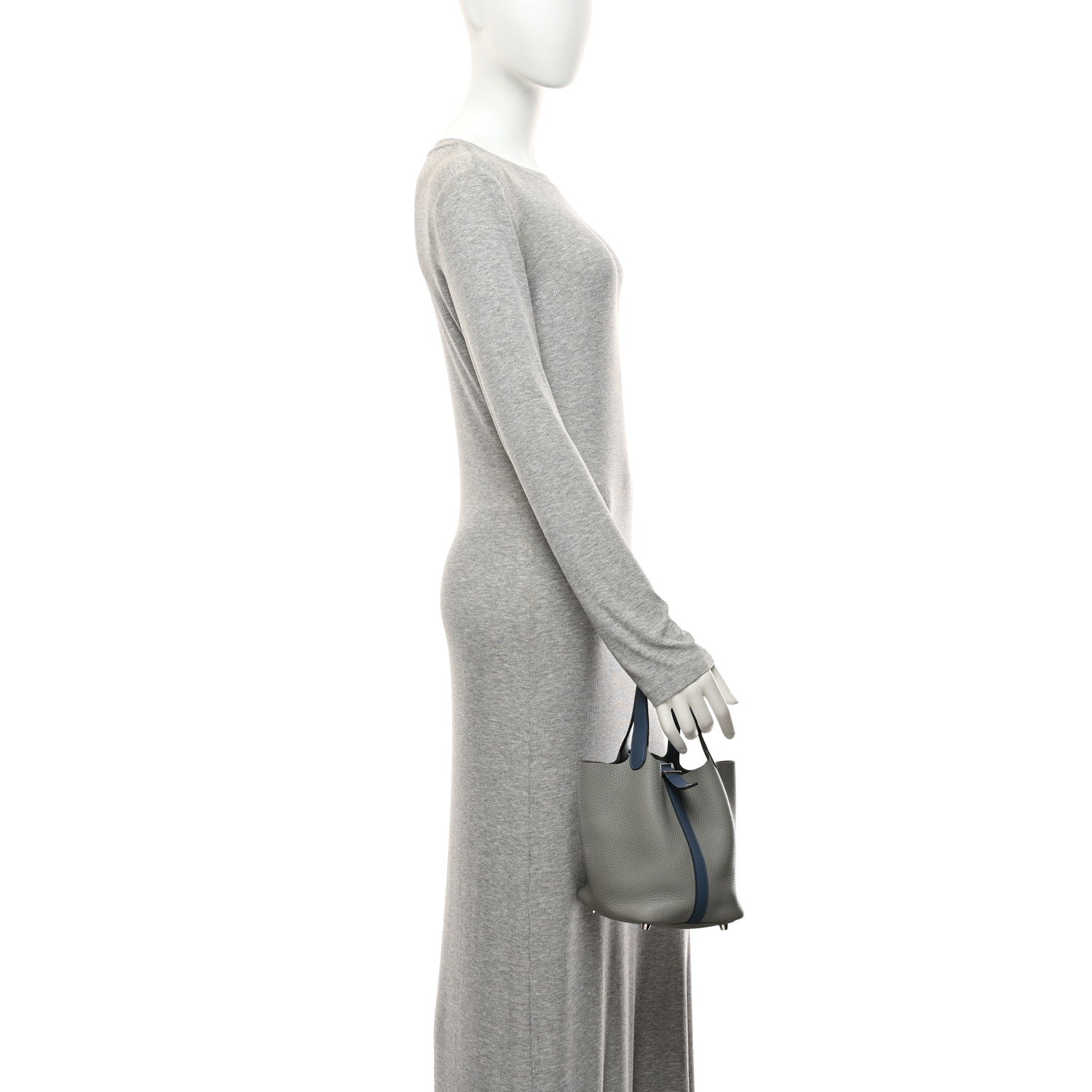 Hermes Taurillon Clemence Picotin Lock 18 PM Gris Mouette Bleu Agate 2 of 10