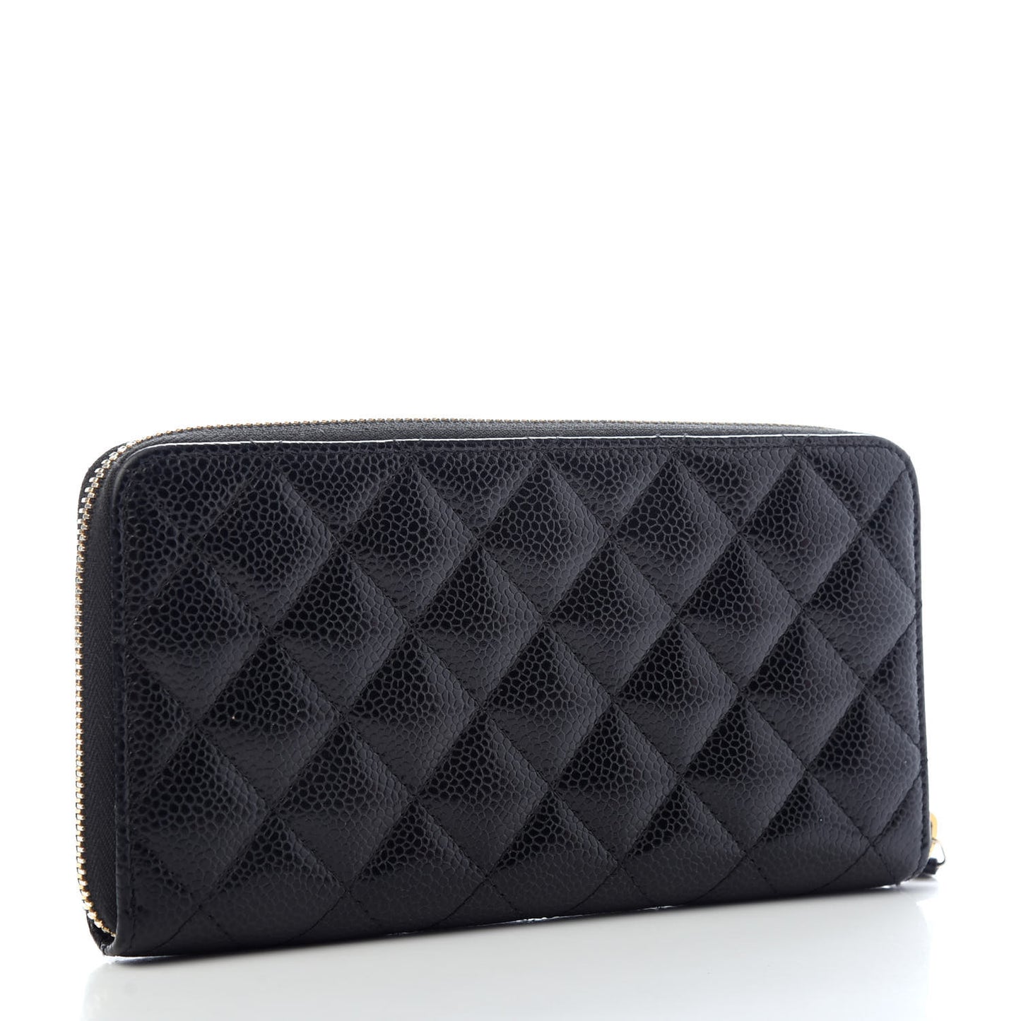 Caviar Quilted Large Gusset Zip Around Wallet Black