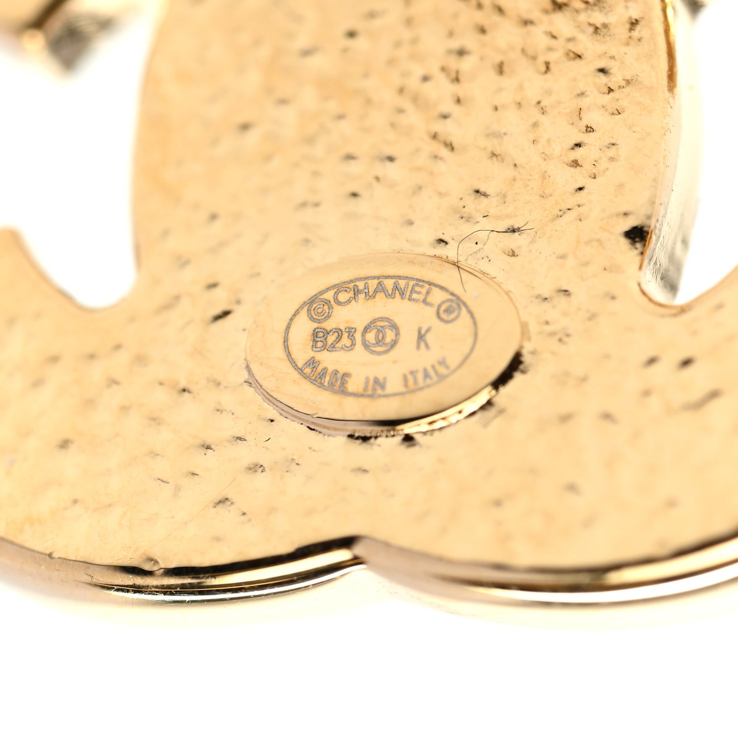 Enamel CC Earrings Gold White