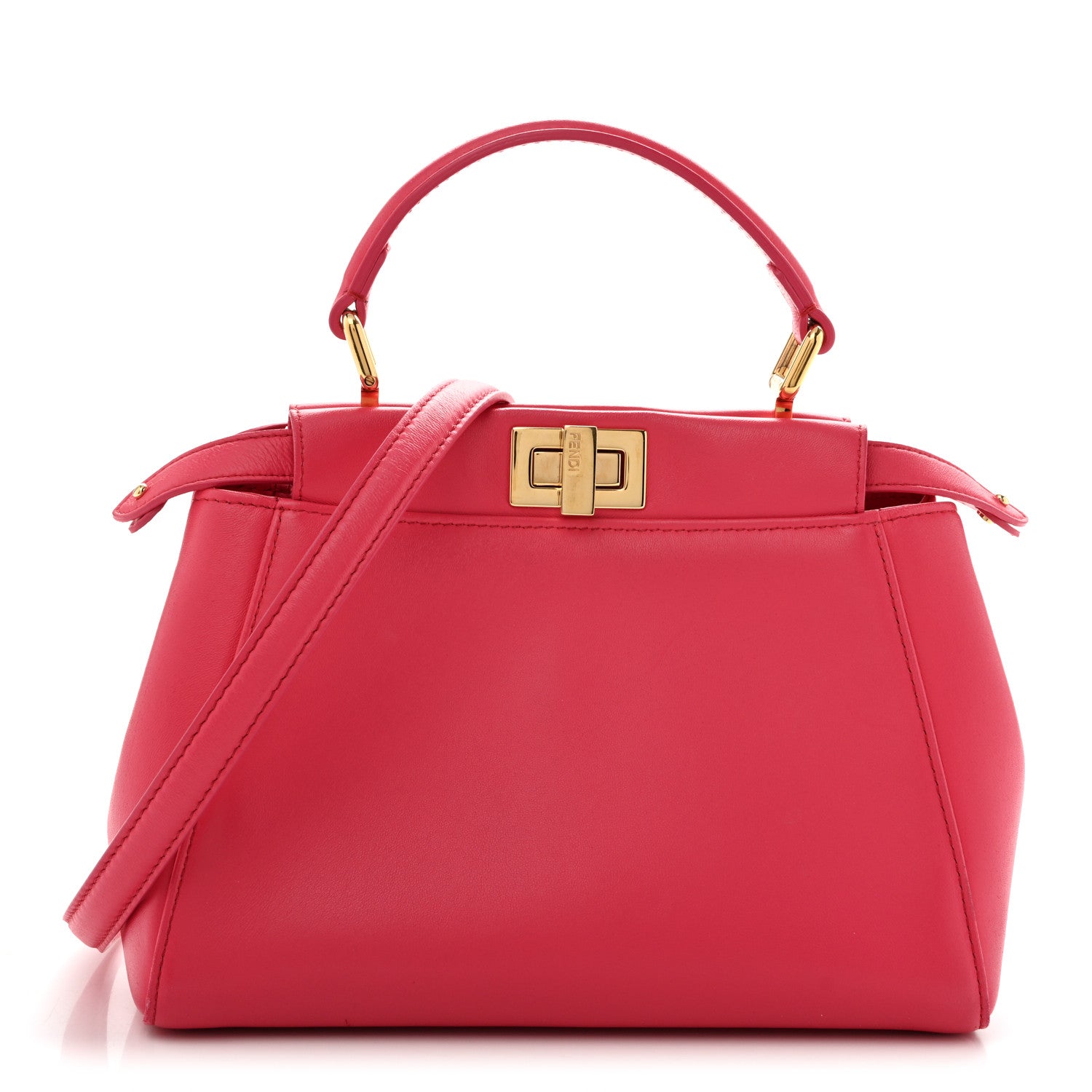 Fendi Nappa Stacked Bar Mini Peekaboo Iconic Satchel Lampone 1 of 15
