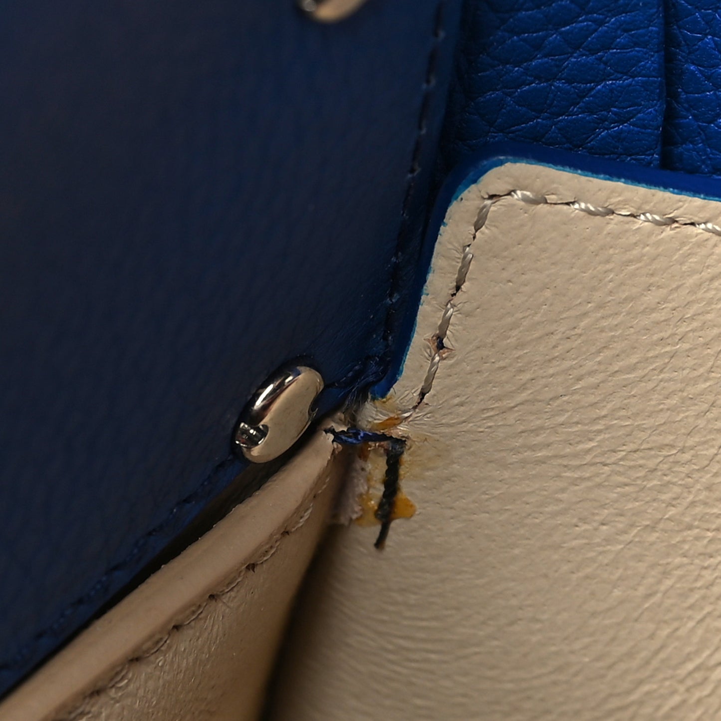 Grained Calfskin Mini Horizon Satchel Blue