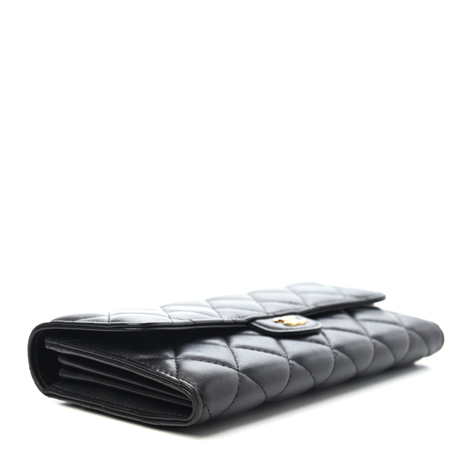 Chanel Lambskin Quilted Large Gusset Flap Wallet Black 3 of 4