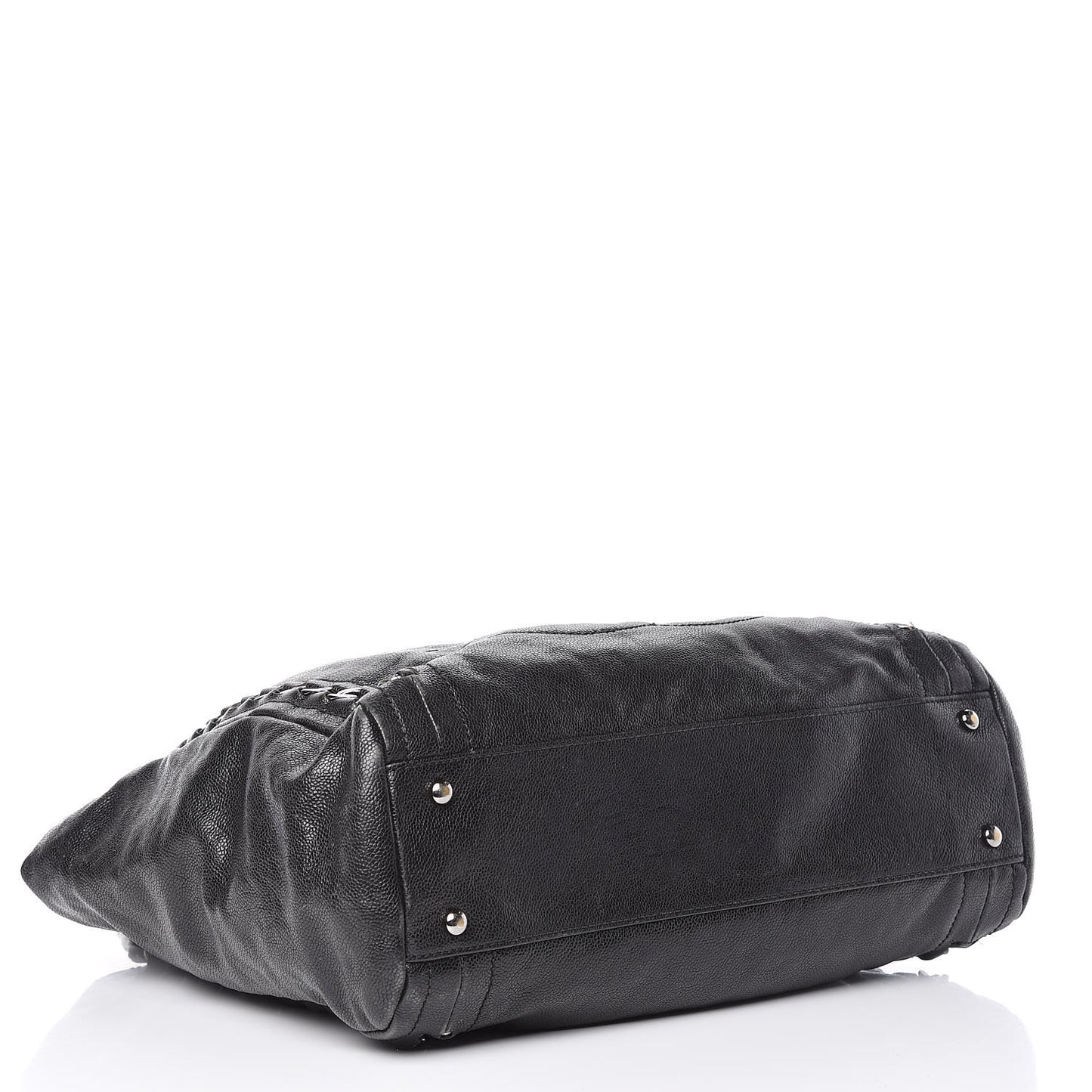 Glazed Calfskin Large Modern Chain Tote Black
