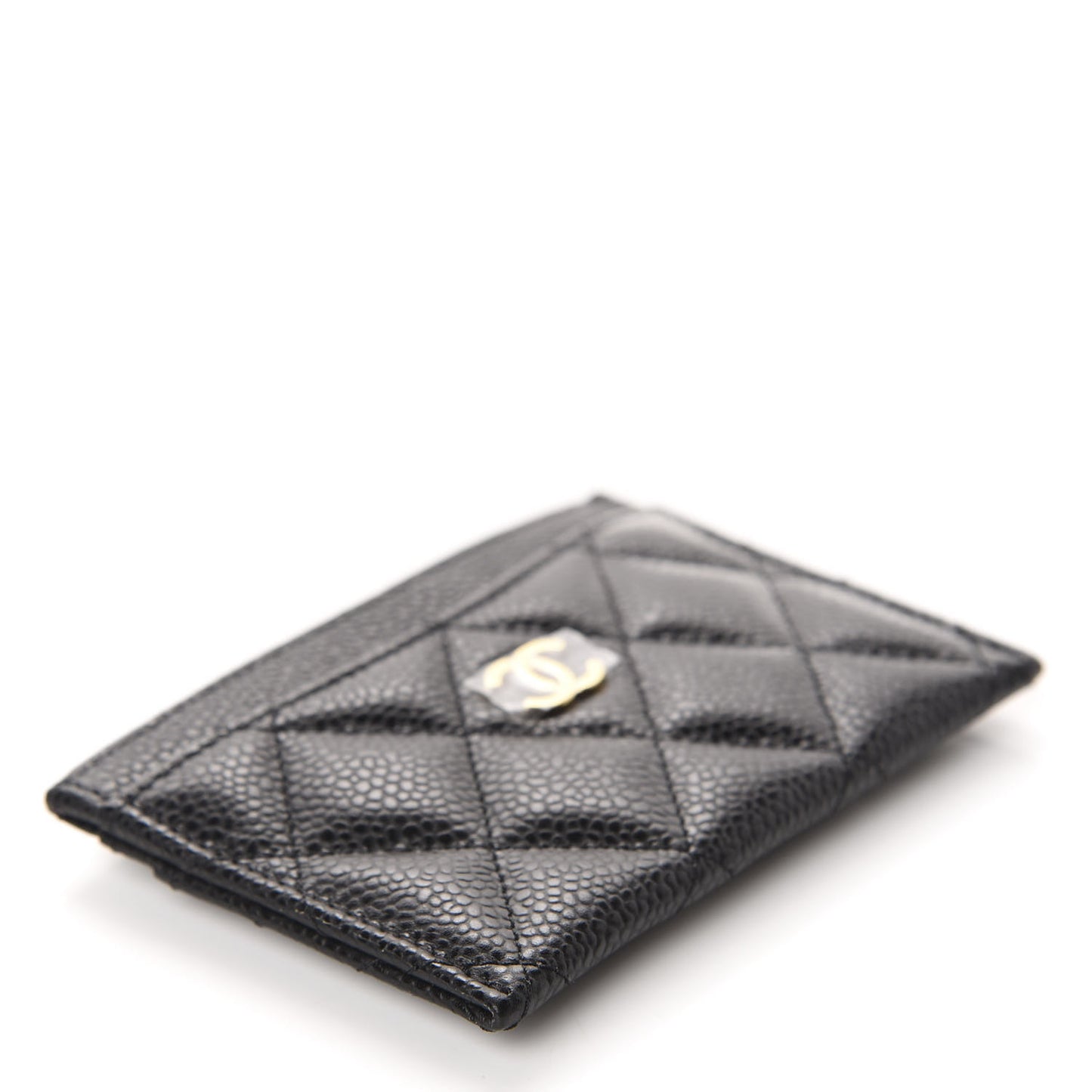 Caviar Quilted Flap Card Holder Black