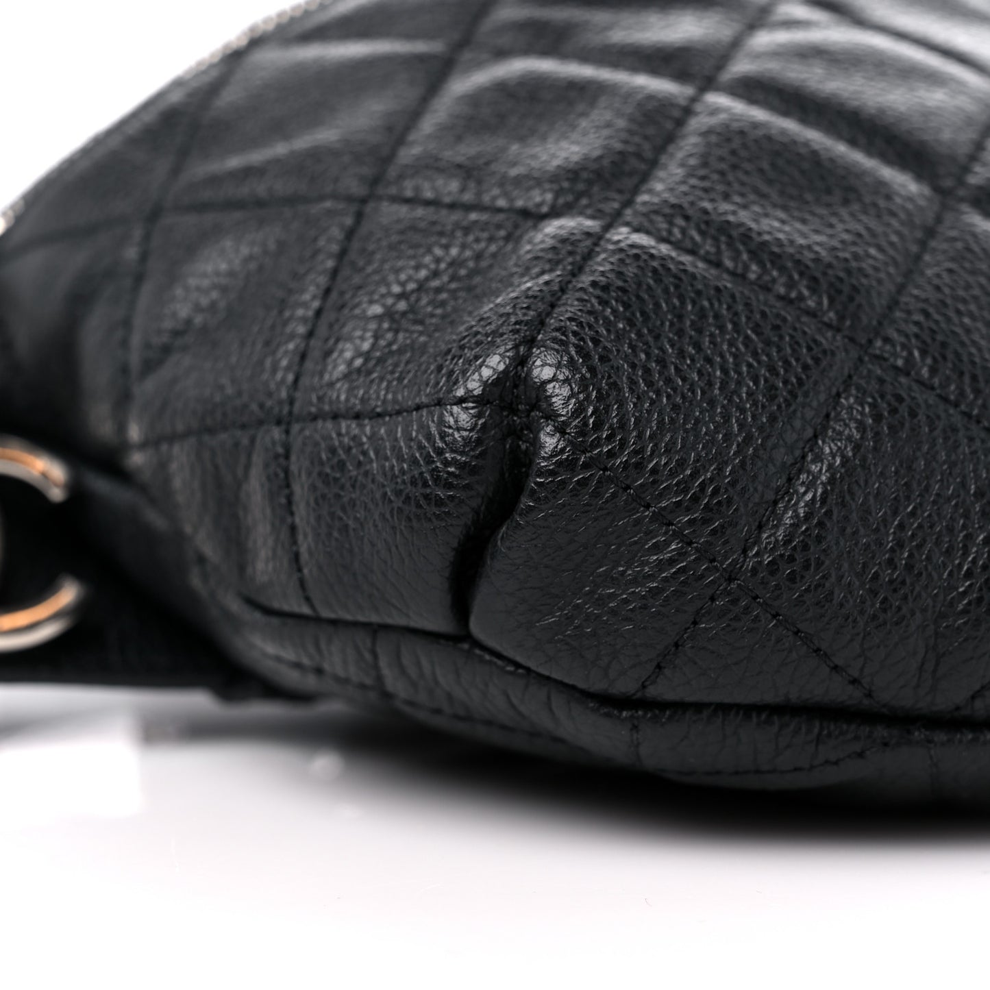 Grained Calfskin Quilted Waist Belt Bag Black