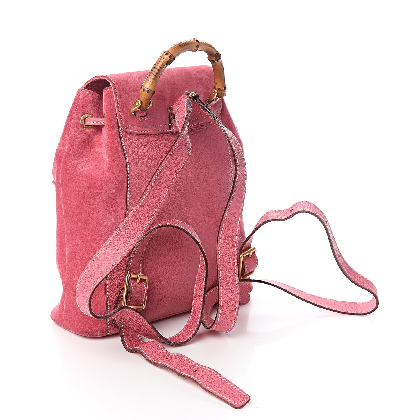 Suede Bamboo Backpack Pink
