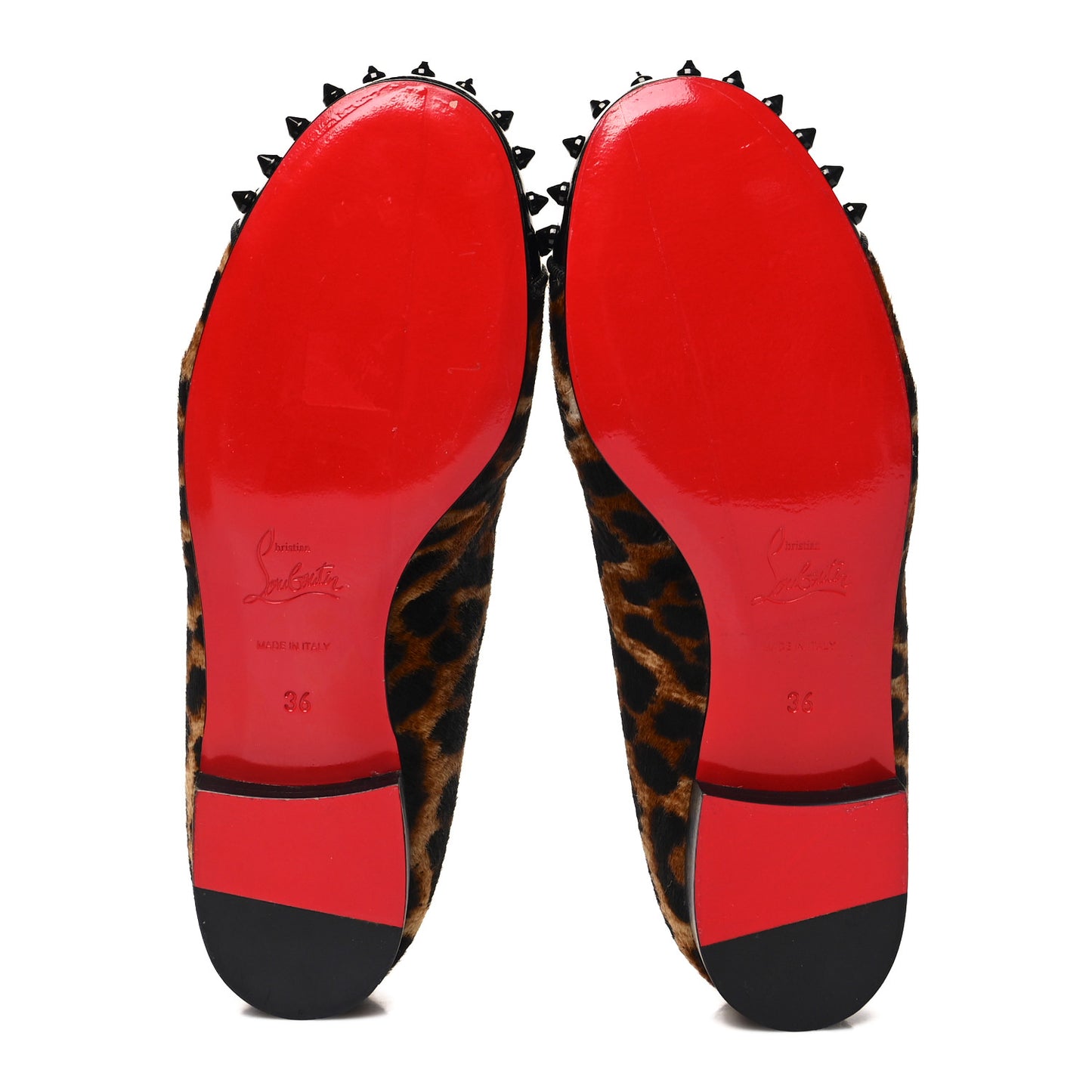 Pony Hair Print Spikes Womens Intern Flat Loafers 36 Leopard Black