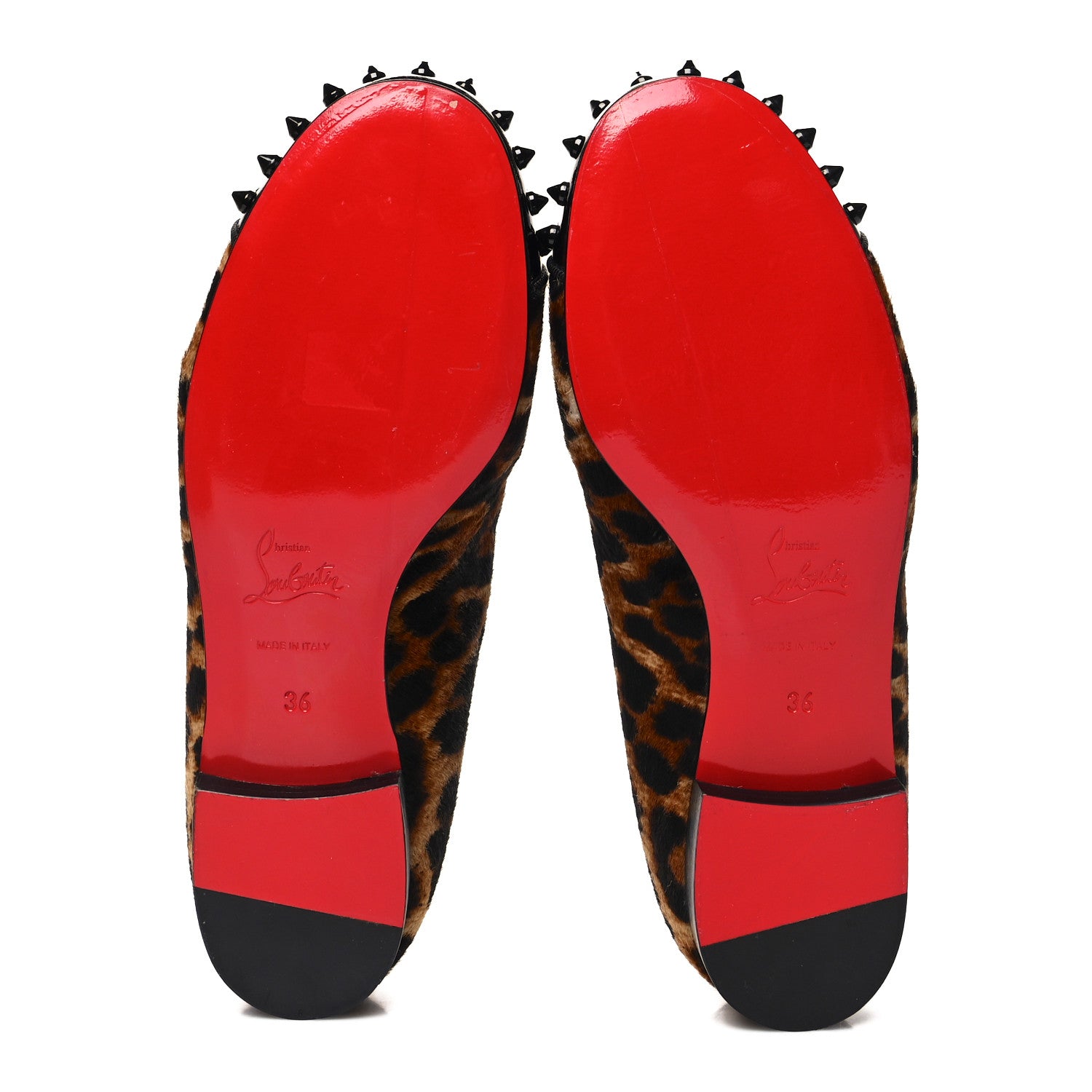 Christian Louboutin Pony Hair Print Spikes Womens Intern Flat Loafers 36 Leopard Black 5 of 11