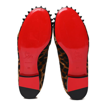 Christian Louboutin Pony Hair Print Spikes Womens Intern Flat Loafers 36 Leopard Black 5 of 11