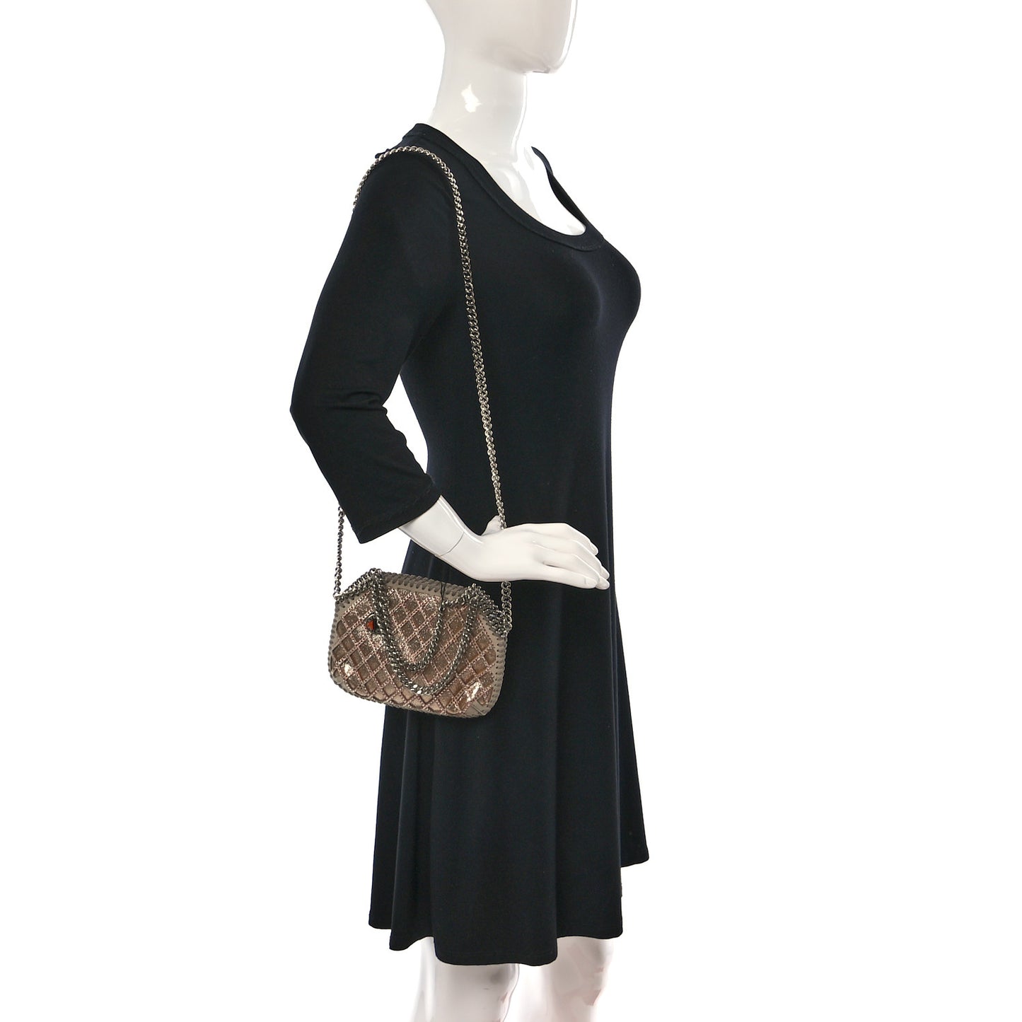 Metallic Eco Alter Suede Crystal Tiny Falabella Crossbody Bag Blush