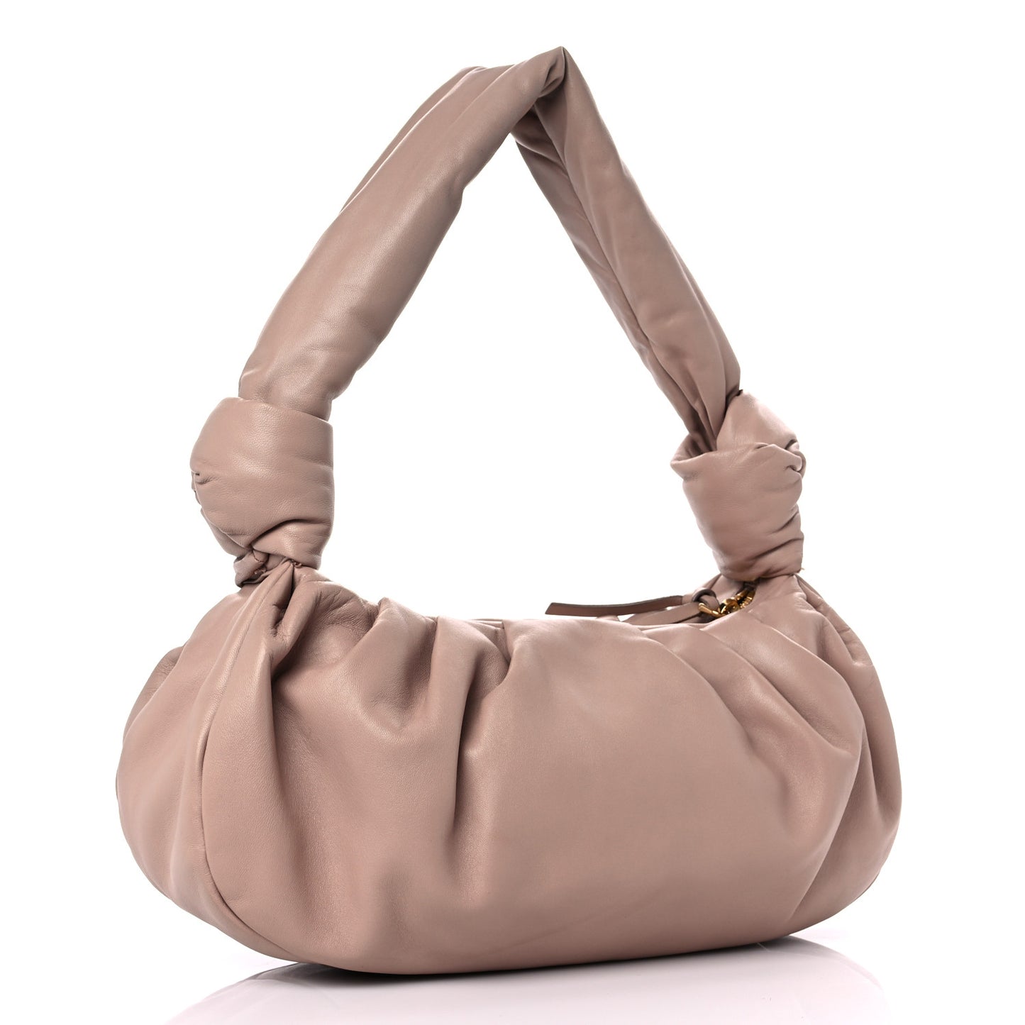 Nappa Knot Top Handle Shoulder Bag Beige