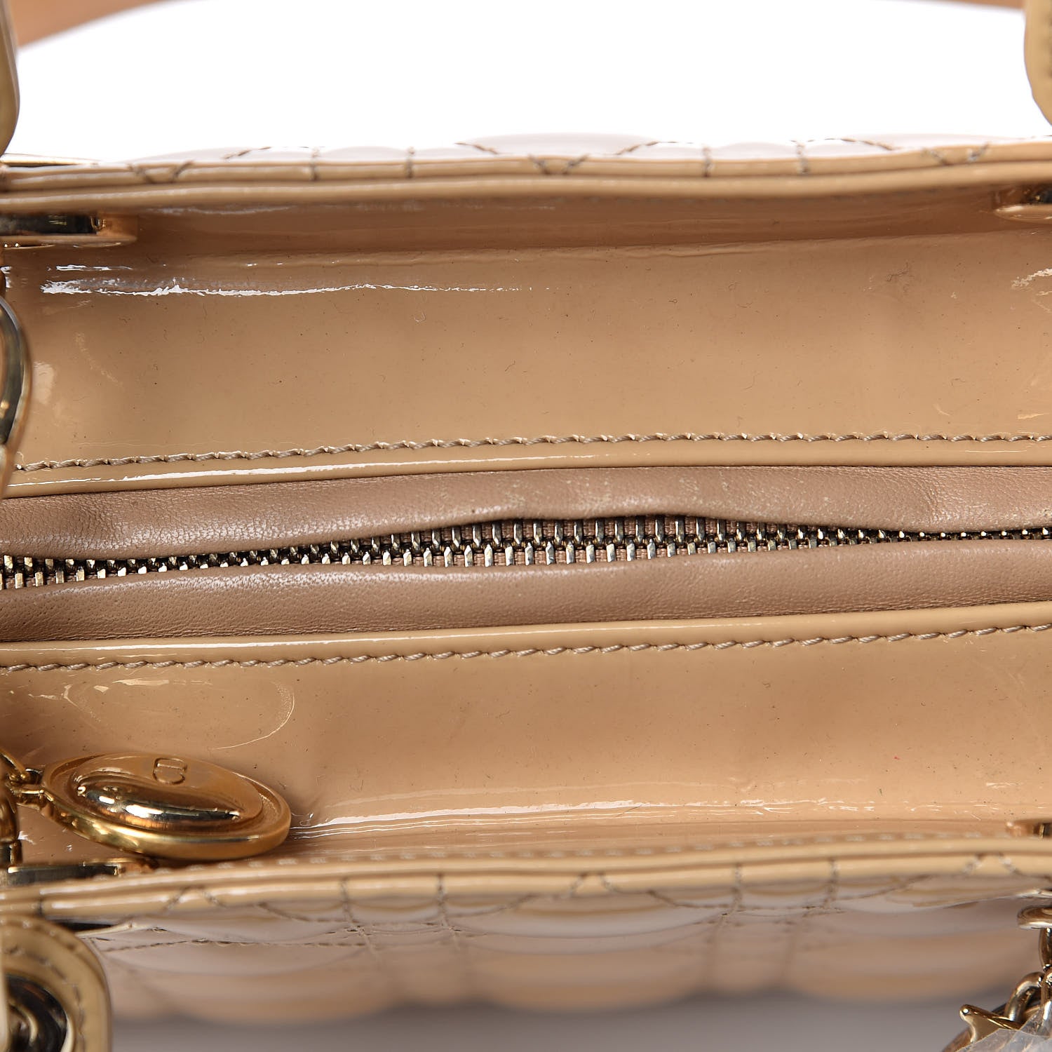 Christian Dior Patent Cannage Medium Lady Dior Beige 11 of 12