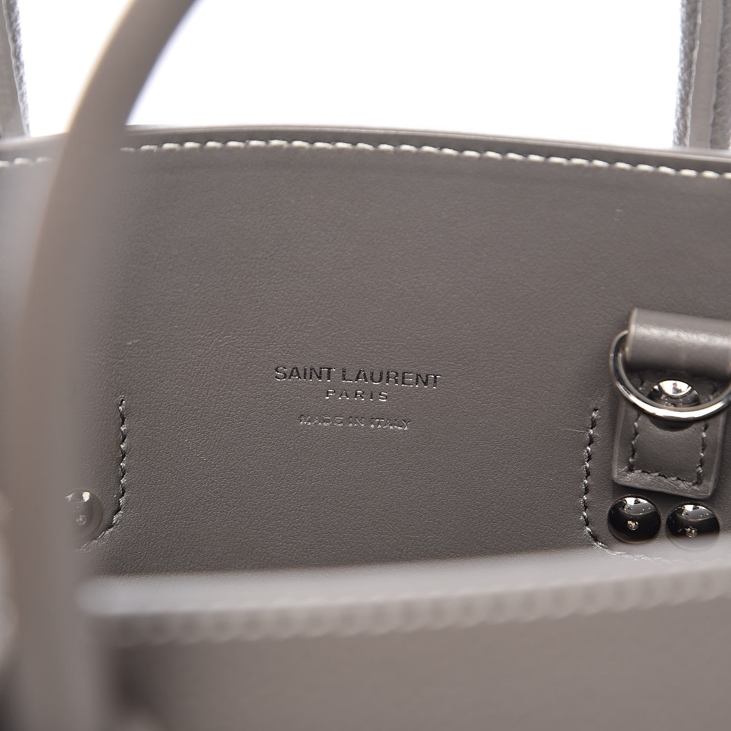 Saint Laurent Grained Calfskin Topstich Baby Sac De Jour Grey 8 of 10