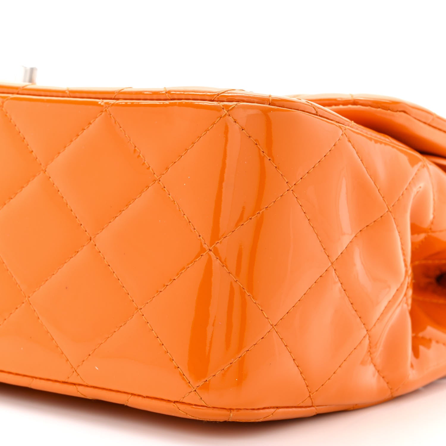 Chanel Patent Quilted Jumbo Double Flap Orange 10 of 16