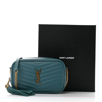 Saint Laurent Grain De Poudre Matelasse Monogram Mini Lou Camera Bag Blue Vert 11 of 11