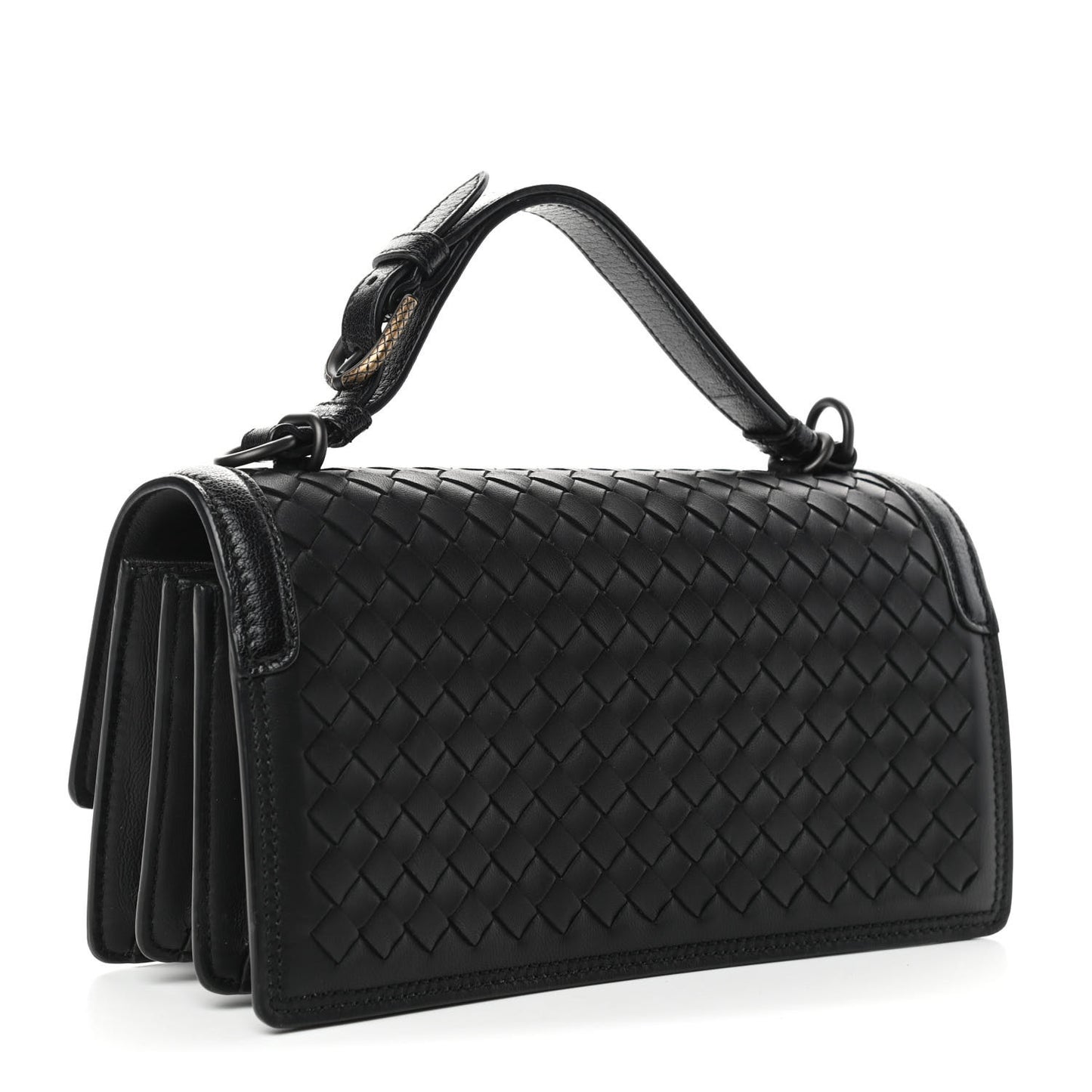 Nappa Intrecciato Top Handle Bag Black